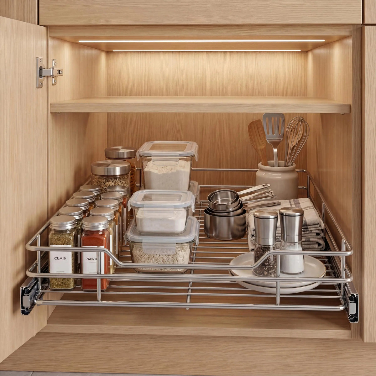 HiMISS Pull Out Cabinet Organizer Heavy Duty Sliding Storage Shelf