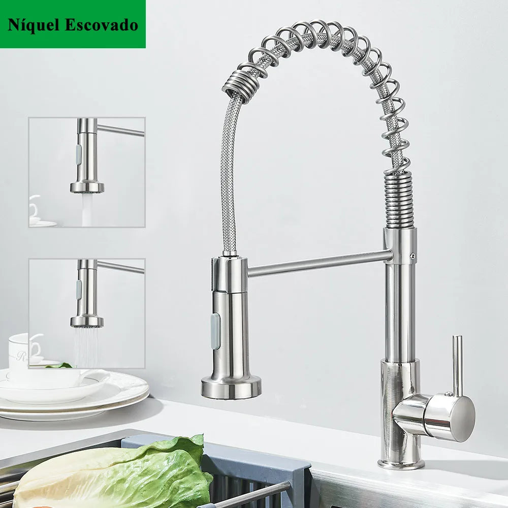 Shbshaimy Rose Gold Chrome Deck Mount Pull Down Kitchen Faucet