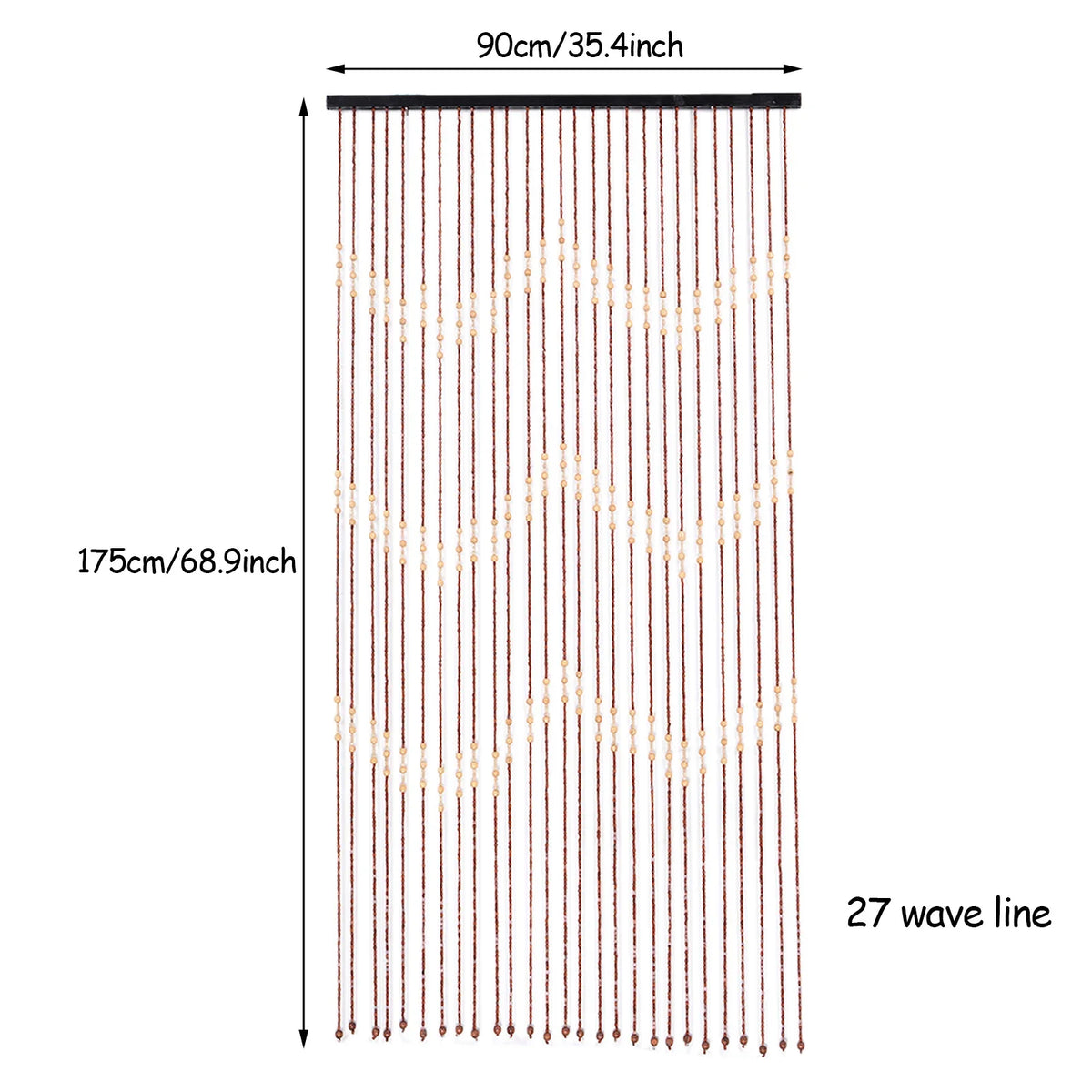 Wooden Bead Door Curtain With Jagged Pattern Fly Screen Divider