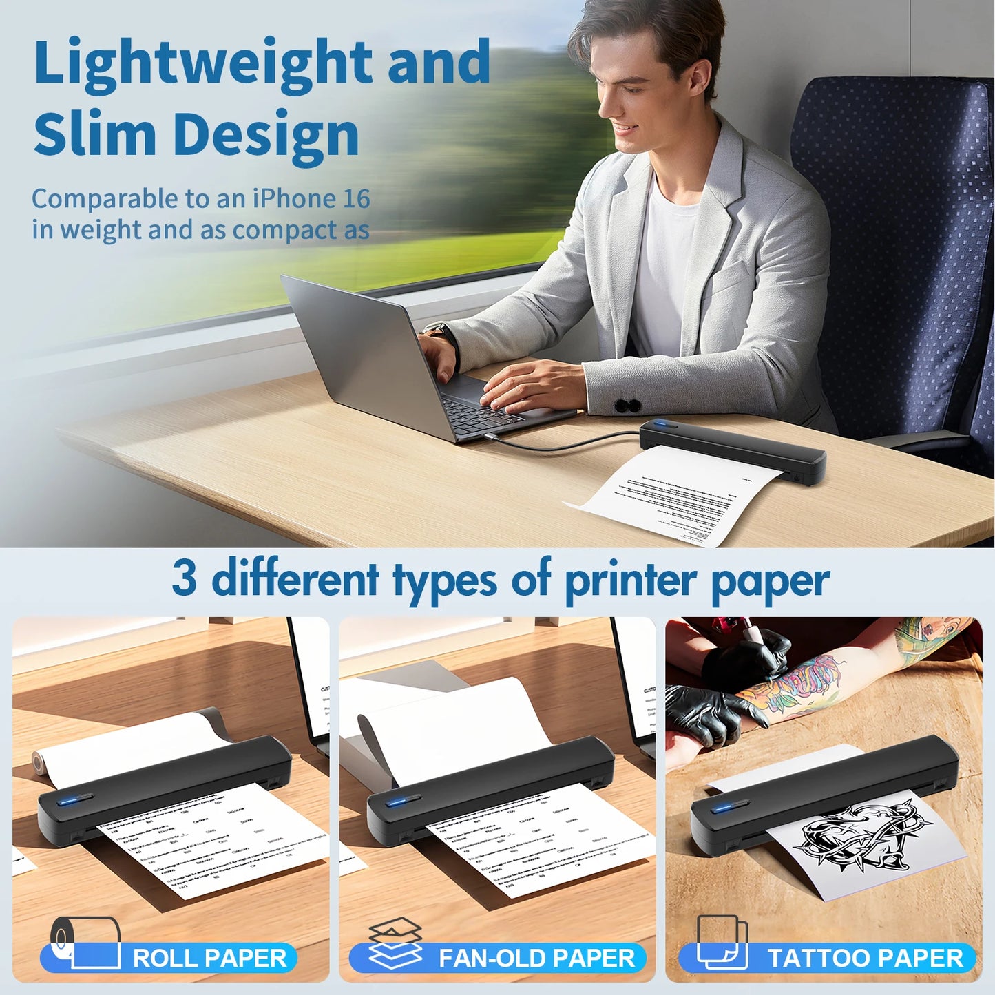 TakeYou A4 Portable Thermal Bluetooth Wireless Printer