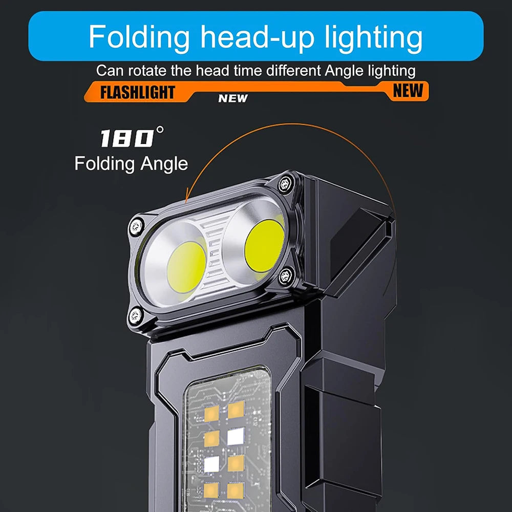 Rechargeable Led Flashlight With Tail Magnet And Cob Work Light