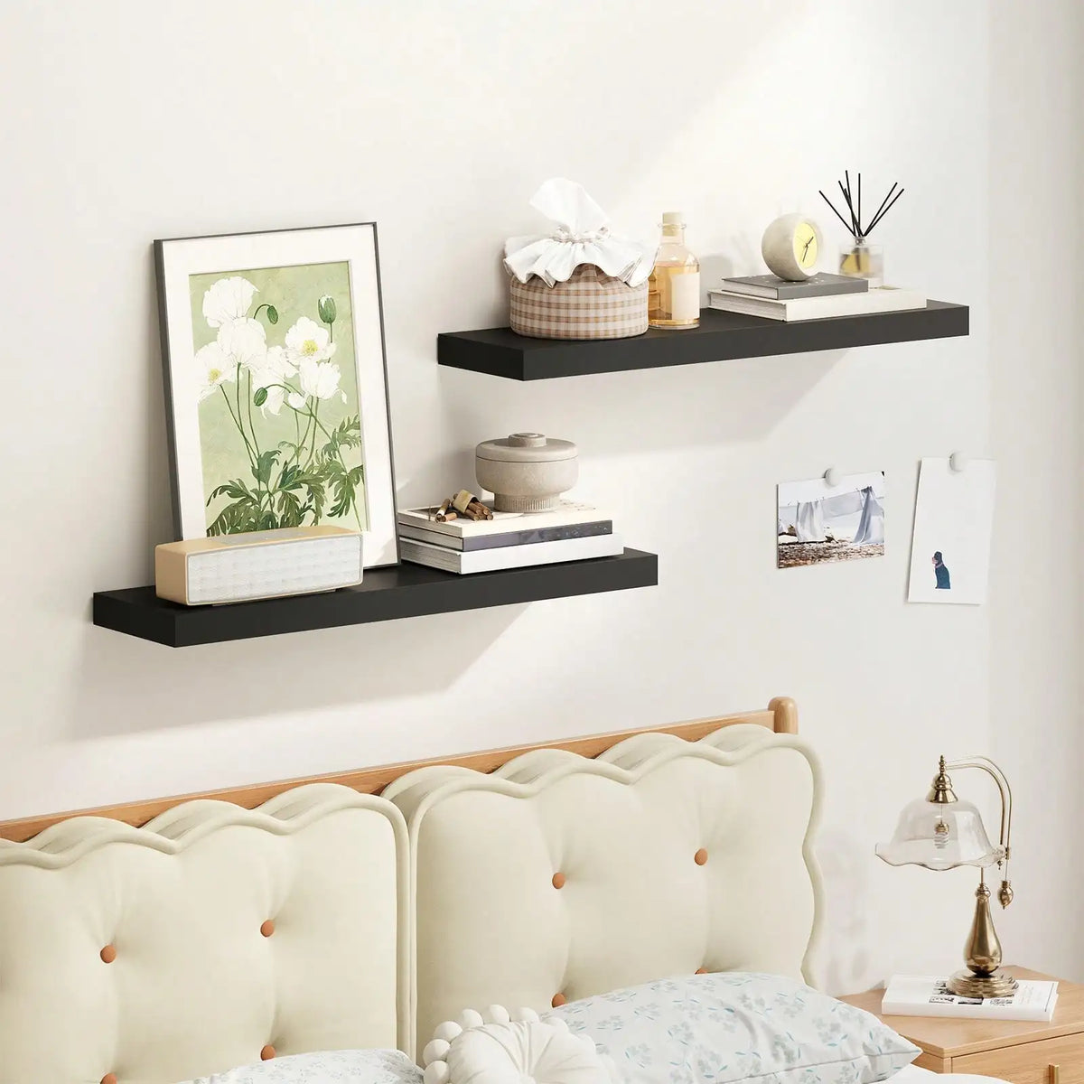 Rustic Floating Wall Shelves Set for Farmhouse Storage and Display