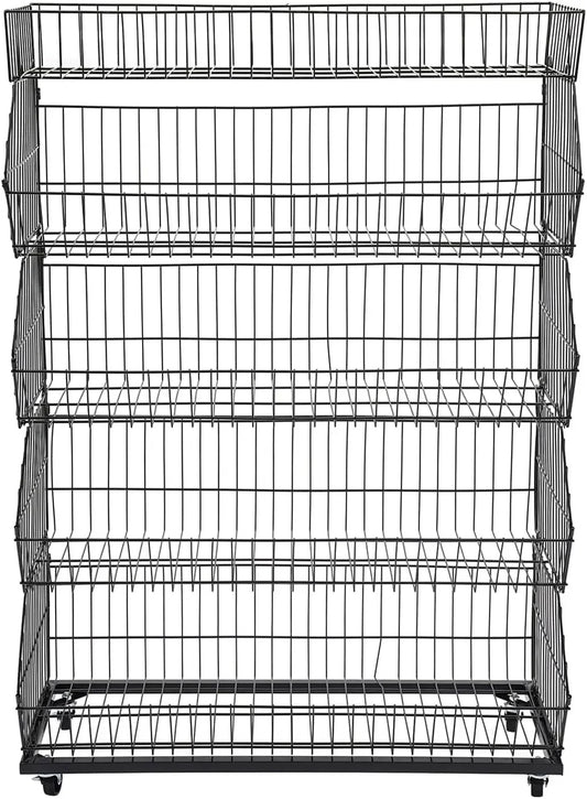 Five Tier Steel Wire Rolling Storage Rack For Produce
