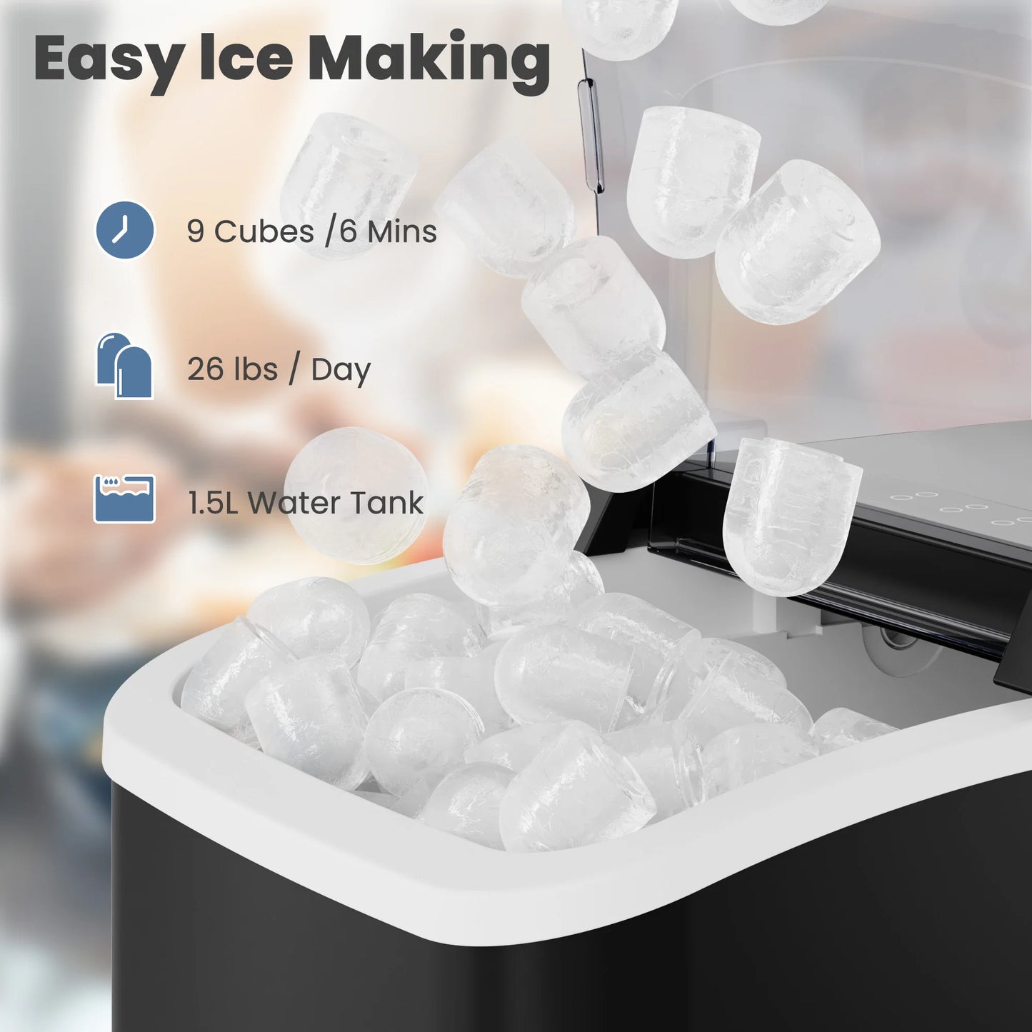 Jhk Portable Countertop Ice Maker For Home And Camping