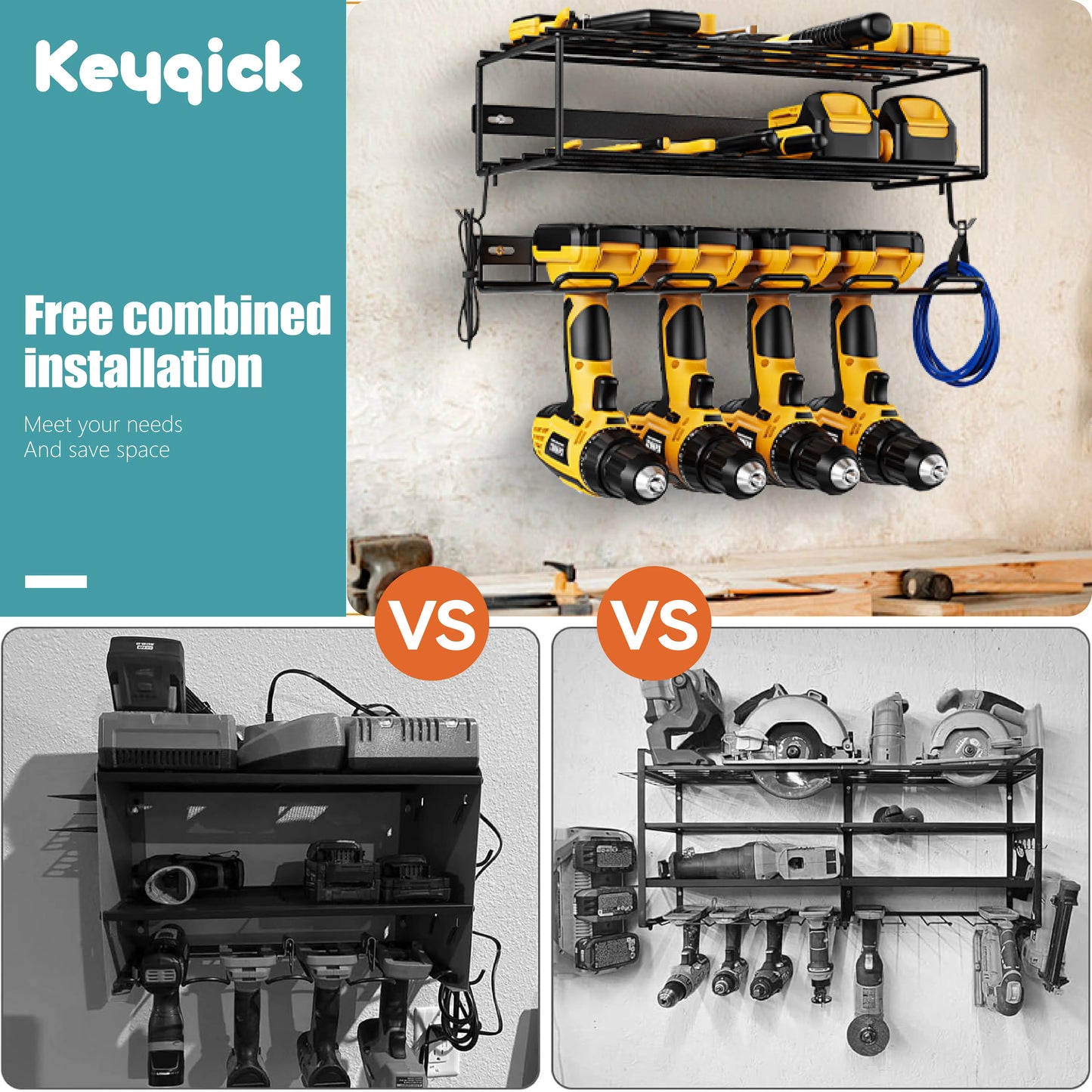 Heavy Duty Multi-Function Double Layer Wall Mount Tool Rack