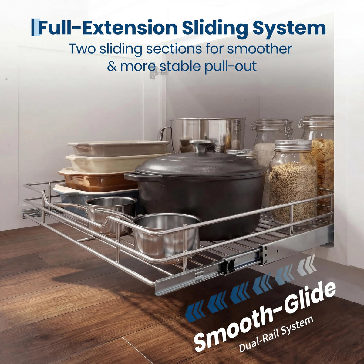 HiMISS Pull Out Cabinet Organizer Heavy Duty Sliding Storage Shelf