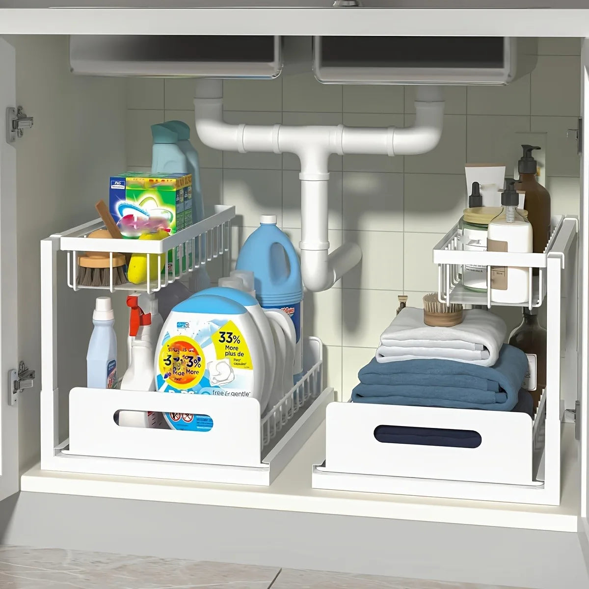Stainless Steel Sliding Pull-out Kitchen Cabinet Sorting Rack