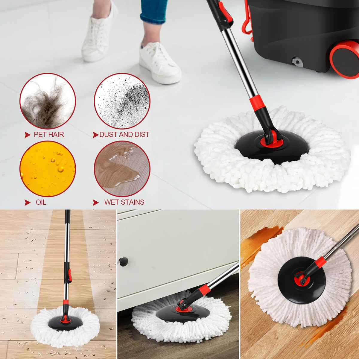 Microfiber Spin Mop Replacement Heads for Wet and Dry Cleaning