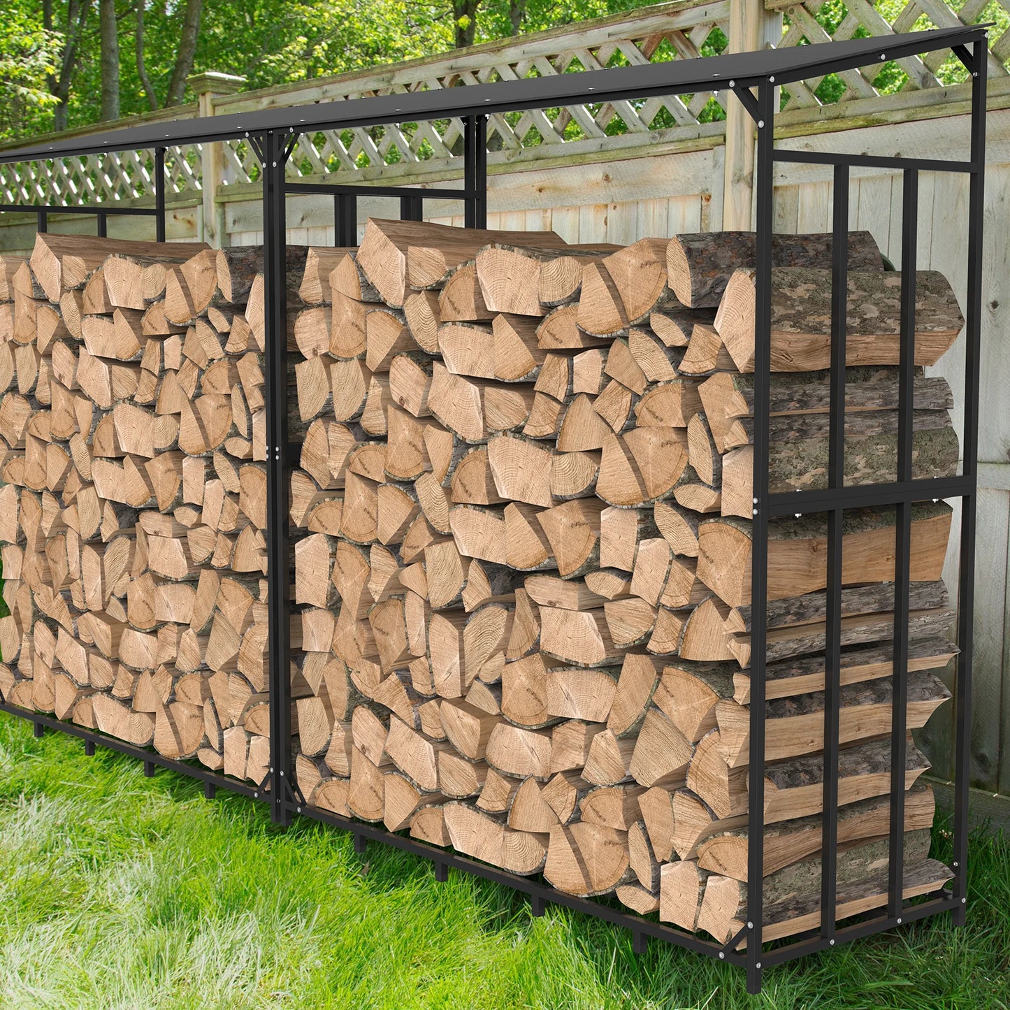 Heavy Duty Metal Outdoor Firewood Rack With Waterproof Cover