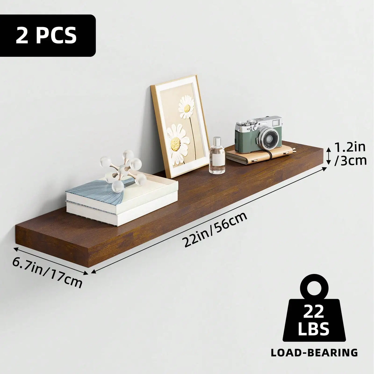 Rustic Floating Wall Shelves Set for Farmhouse Storage and Display