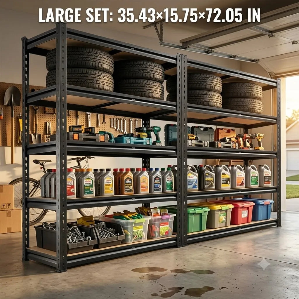Heavy Duty Five Tier Adjustable Metal Wood Storage Rack