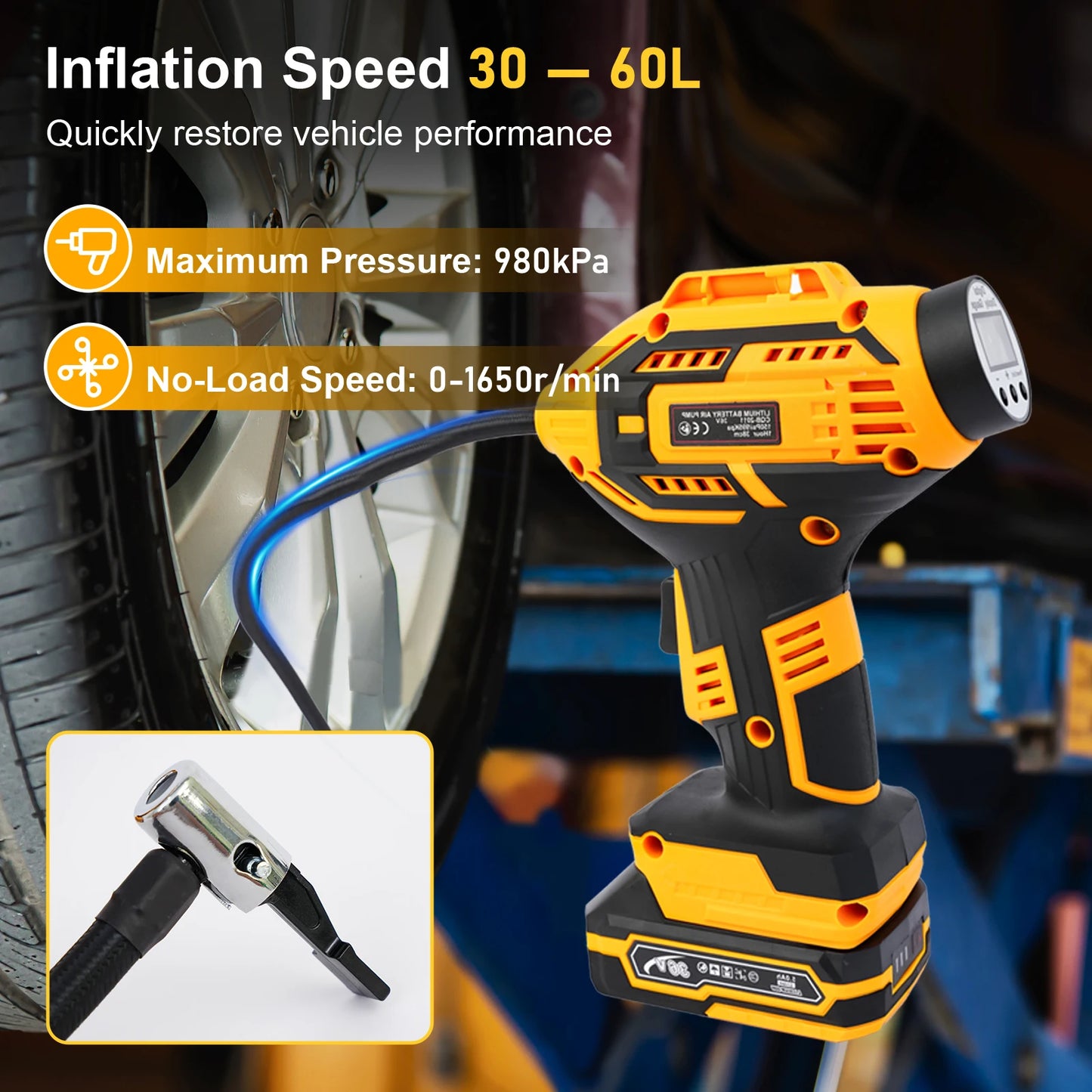 20V Portable Car Tire Inflator Air Compressor With Digital Display