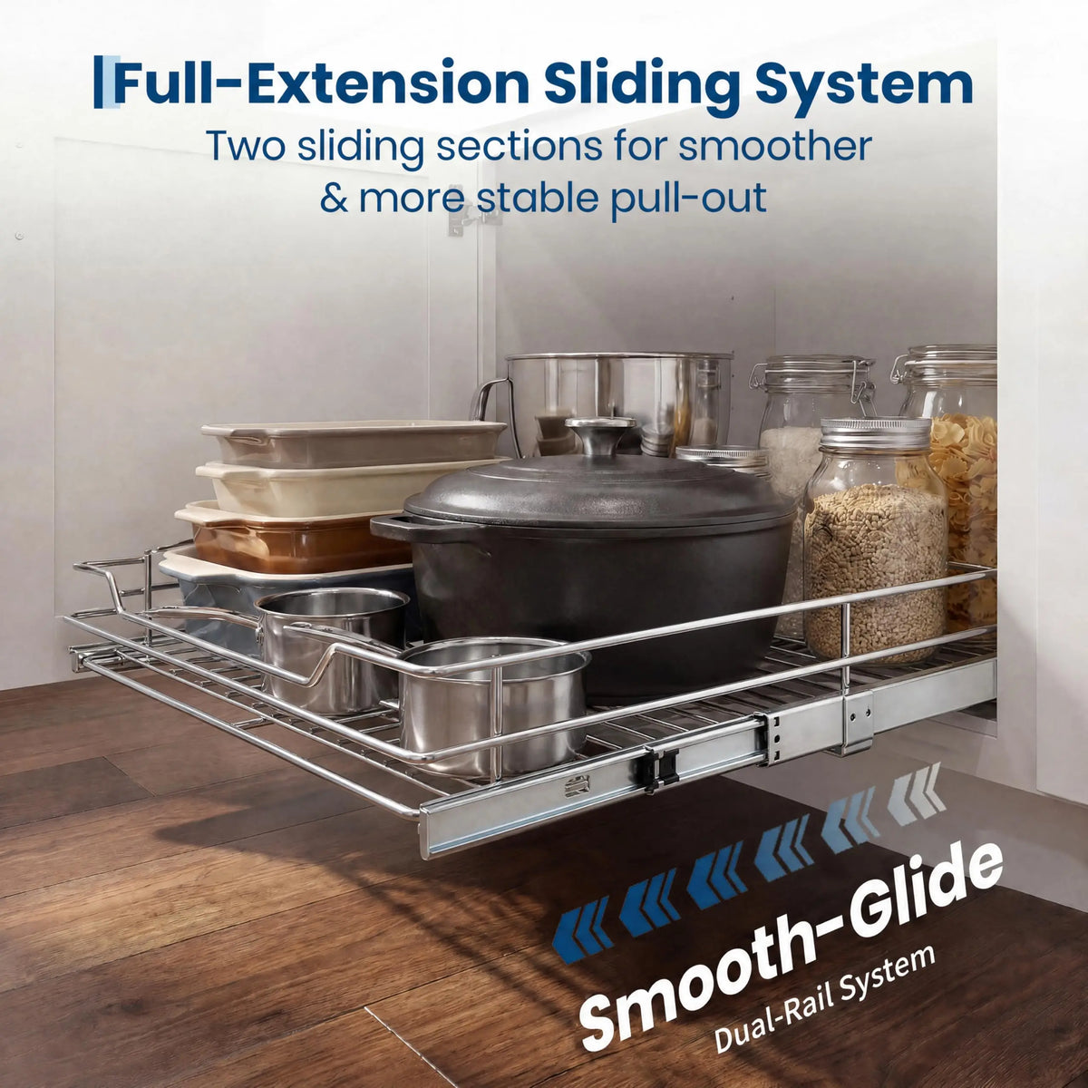HiMISS Pull Out Cabinet Organizer Heavy Duty Sliding Storage Shelf
