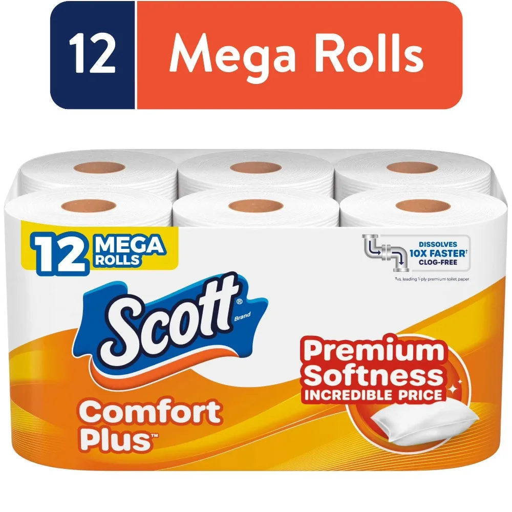 Scott ComfortPlus Extra Soft Strong Toilet Paper 12 Mega Rolls