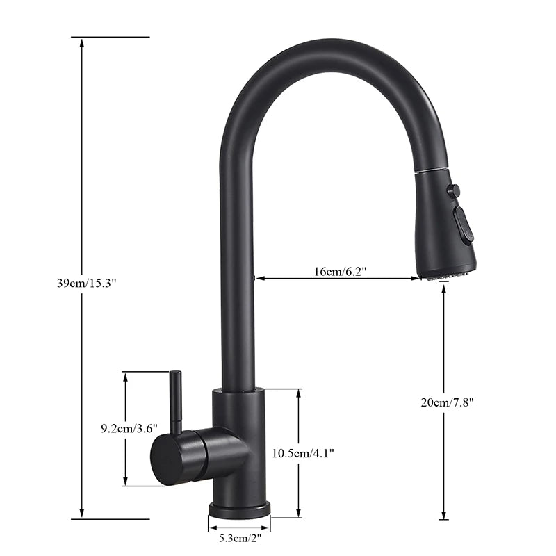 MYQualife Deck Mounted Pull Out Kitchen Sink Faucet