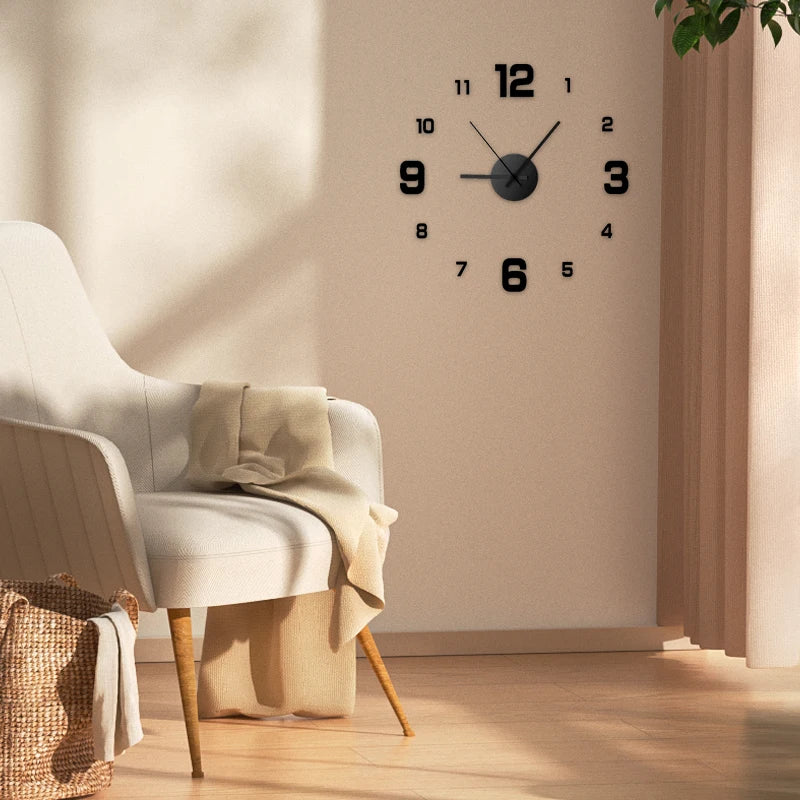 Creative Frameless DIY Wall Clock Decal Antique Style Silent Digital Acrylic For Home Office Decoration