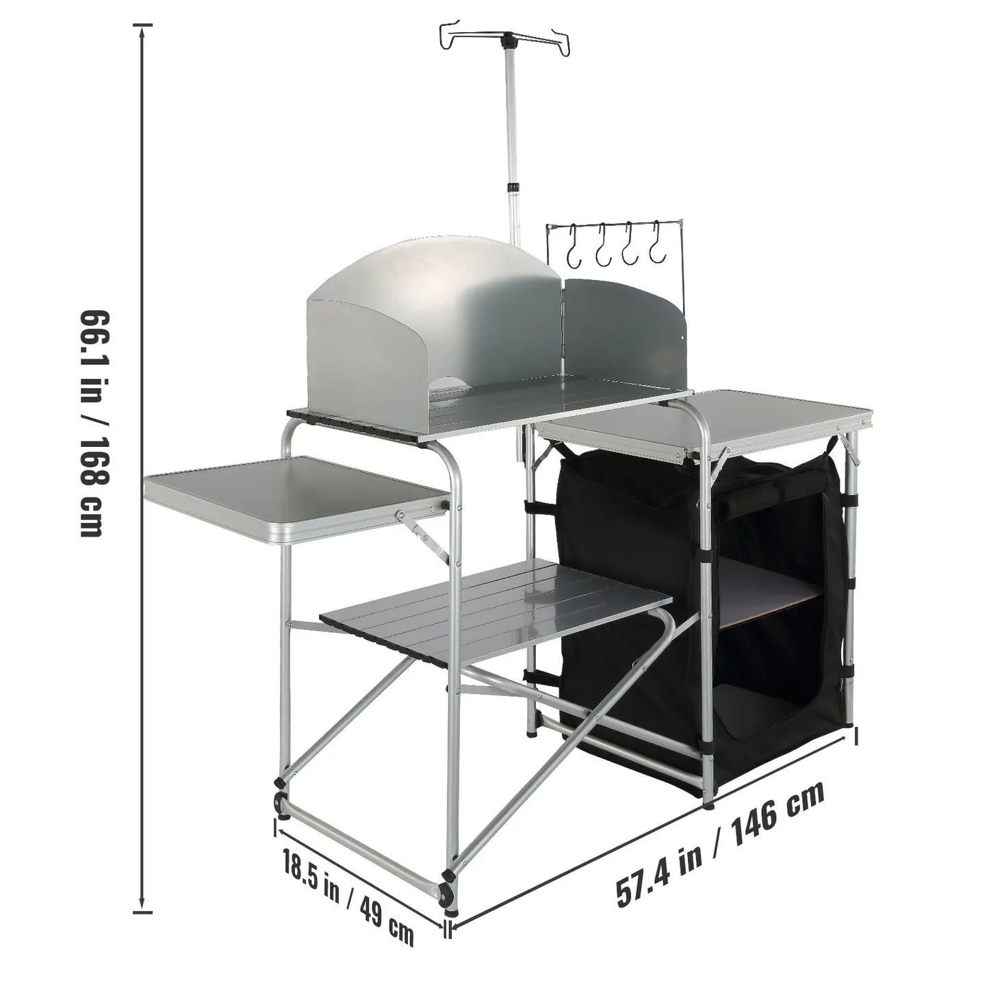 SucceBuy Foldable Camping Kitchen Table With Grilling Rack