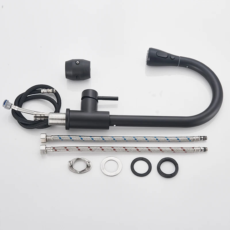 MYQualife Deck Mounted Pull Out Kitchen Sink Faucet