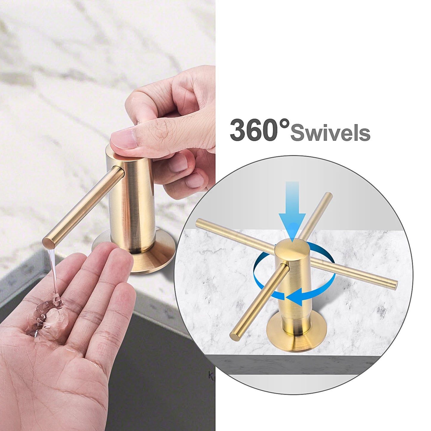 Brass Pump Liquid Soap Dispenser for Kitchen Countertops